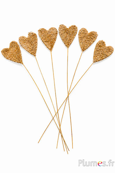 Cuore in sisal -32 cm - dorato